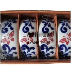 Pier 1 Imports Porcelain Napkin Rings Set of 4